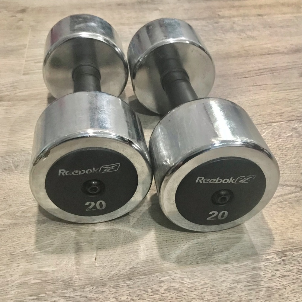 Reebok 20 lbs Dumbbell Chrome Weght Rubber Handle